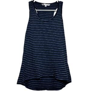 Trina Turk Tank Top Sleeveless Scoop Neck Hi-Lo Hem Racerback Striped Navy XS